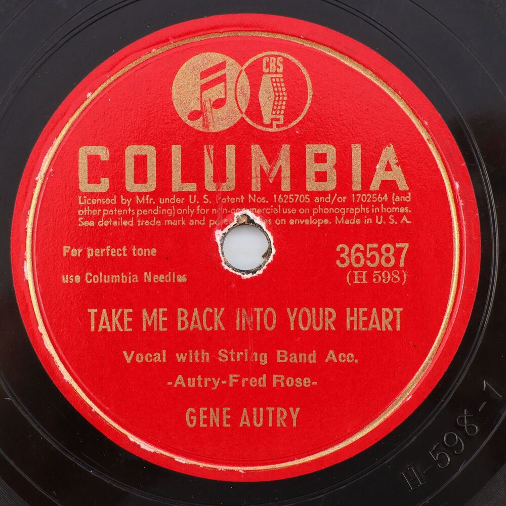 Gene Autry – Take Me Back Into Your Heart / Tweedle-O-Twill 78rpm Record 36587
